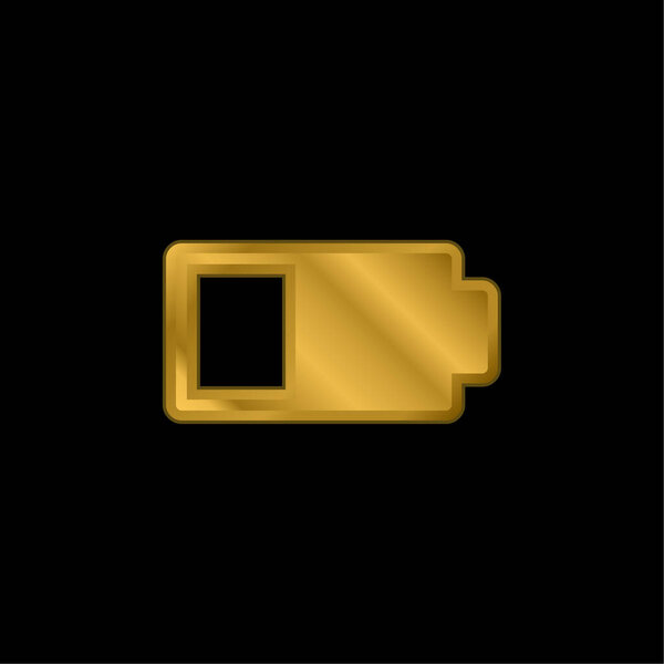 Знак состояния аккумулятора с менее чем половиной энергии Зарядка позолоченный металлический значок или вектор логотипа