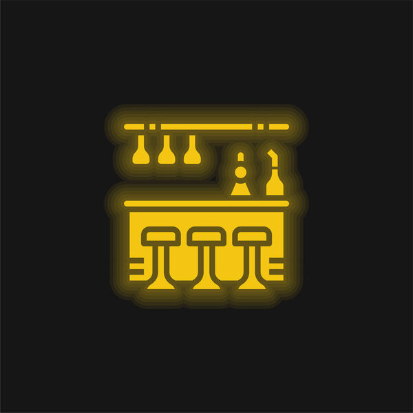 Bar Counter yellow glowing neon icon