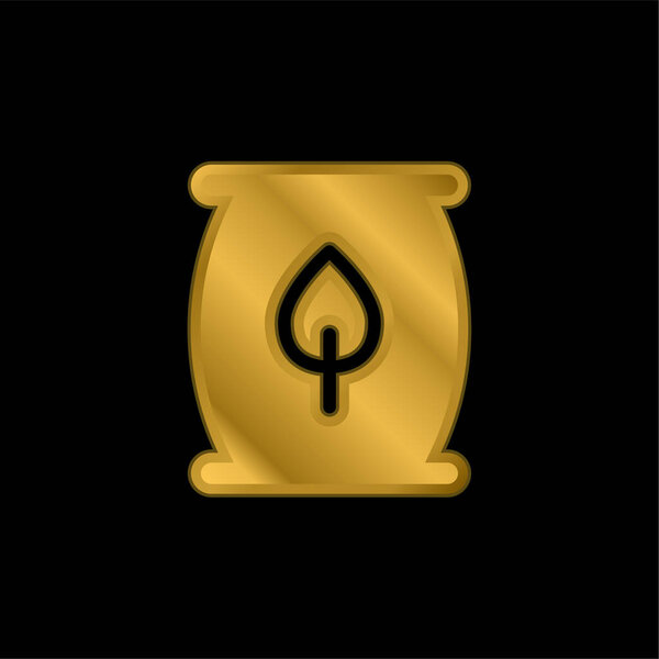 Biomass Energy gold plated metalic icon or logo vector