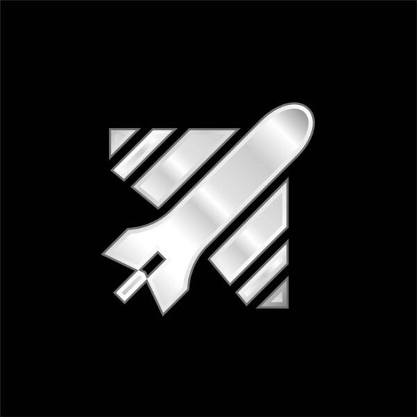 Airplane silver plated metallic icon