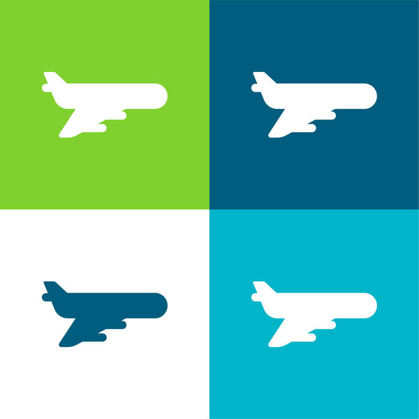 Airplane Flat four color minimal icon set