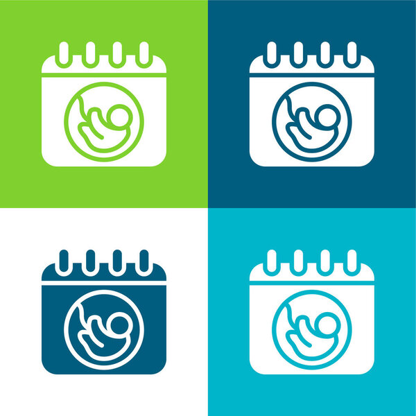 Birth Flat four color minimal icon set