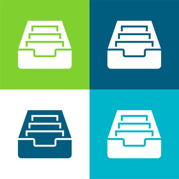 Archive Flat four color minimal icon set