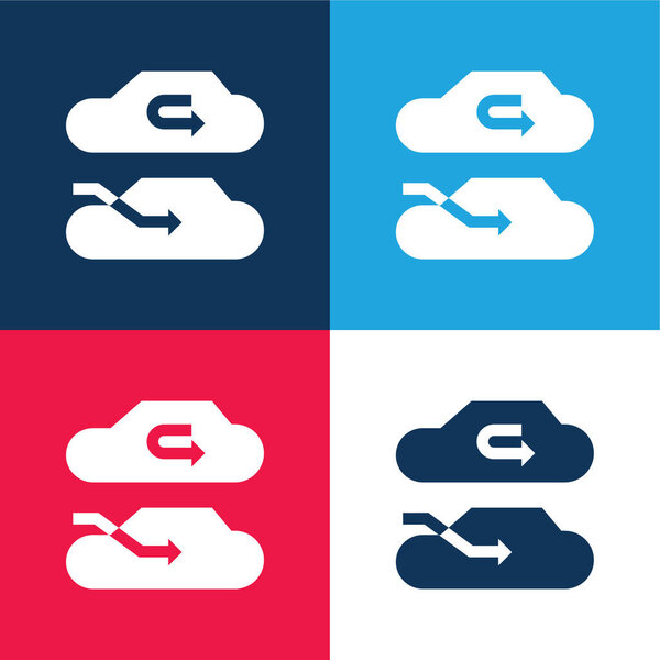 Air Conditioner blue and red four color minimal icon set