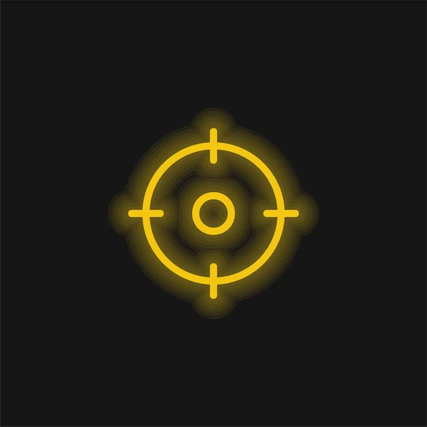 Στόχος Κίτρινο Λαμπερό Νέον Εικονίδιο — Διανυσματικό Αρχείο