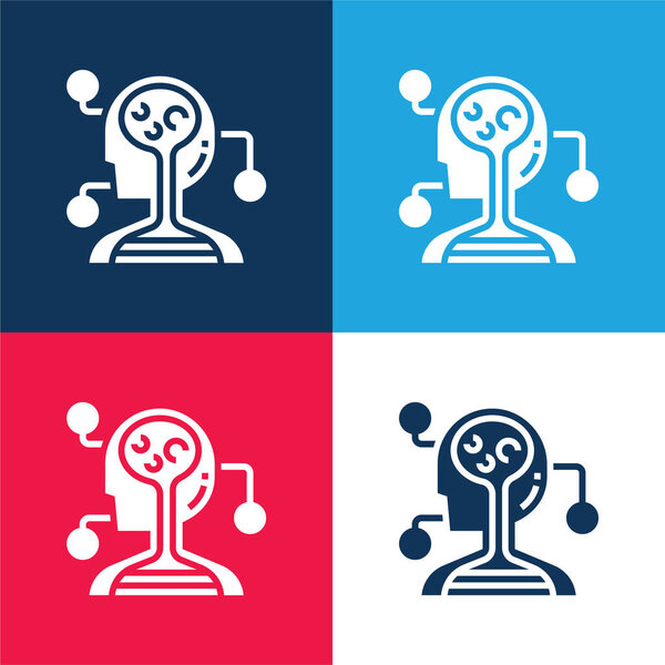 Биология синий и красный четыре цвета минимальный набор значков