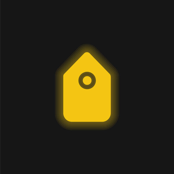 Символ интерфейса черной метки в вертикальном положении желтая светящаяся неоновая иконка