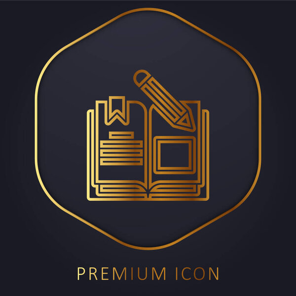 Book golden line premium logo or icon
