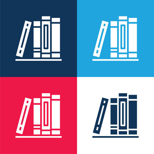 Books blue and red four color minimal icon set