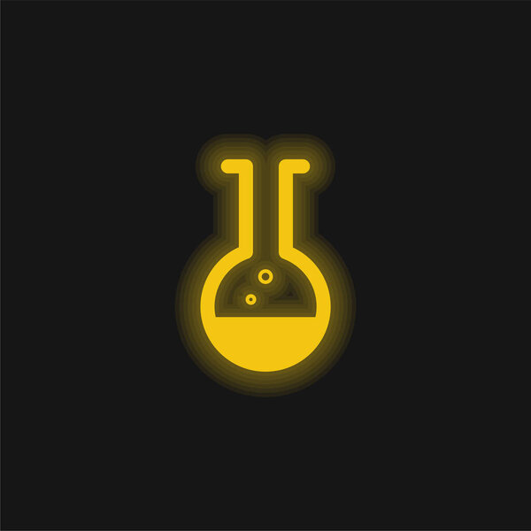 Beaker yellow glowing neon icon