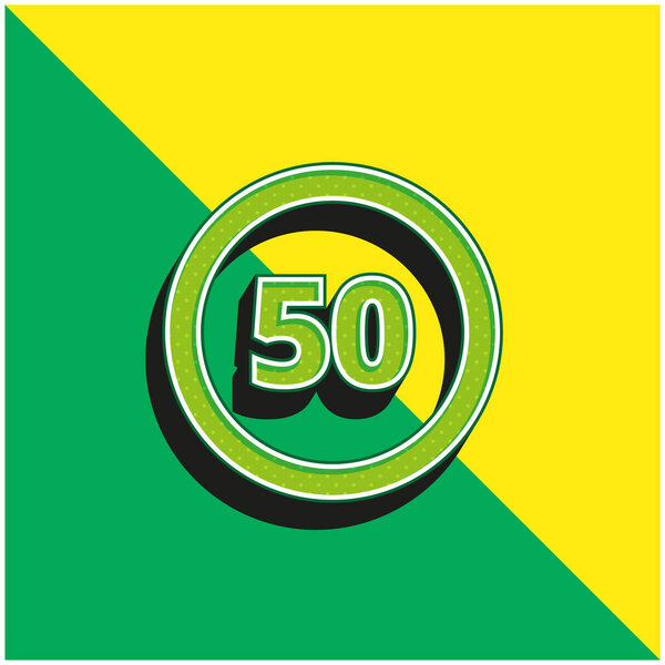 50 Speed Limit Sign Green and yellow modern 3d vector icon logo