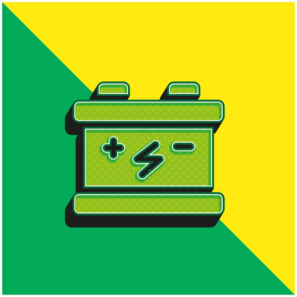 Батарея Зеленый и желтый современный 3d логотип вектора