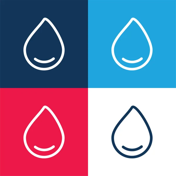 Большая Капля Воды Синий Красный Четыре Цвета Минимальный Набор Значков — стоковый вектор