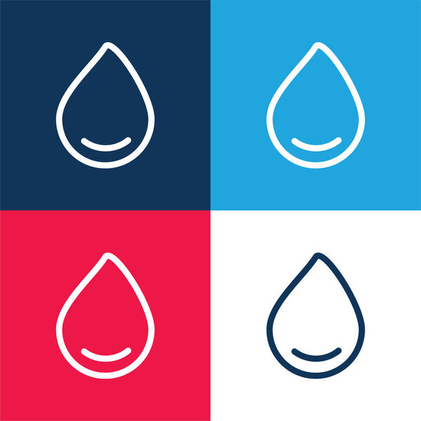 Большая капля воды синий и красный четыре цвета минимальный набор значков