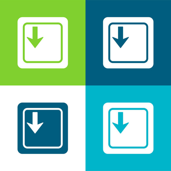 Клавиша со стрелкой вниз на клавиатуре Плоская четырехцветная минимальная иконка