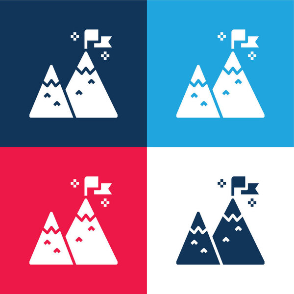 Achievement Blue Red Four Color Minimal Icon Set — Stock Vector