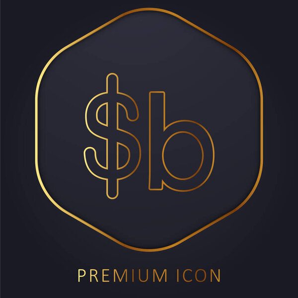 Bolivia Boliviano Currency Symbol golden line premium logo or icon