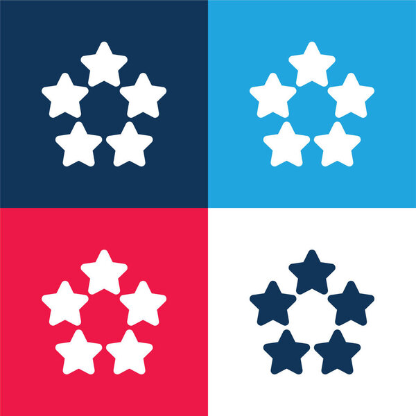 5 Stars blue and red four color minimal icon set