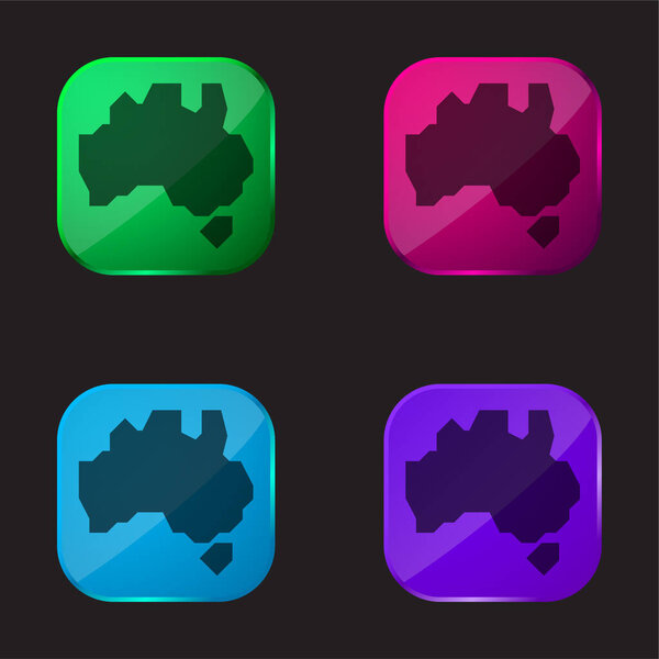 Australia four color glass button icon