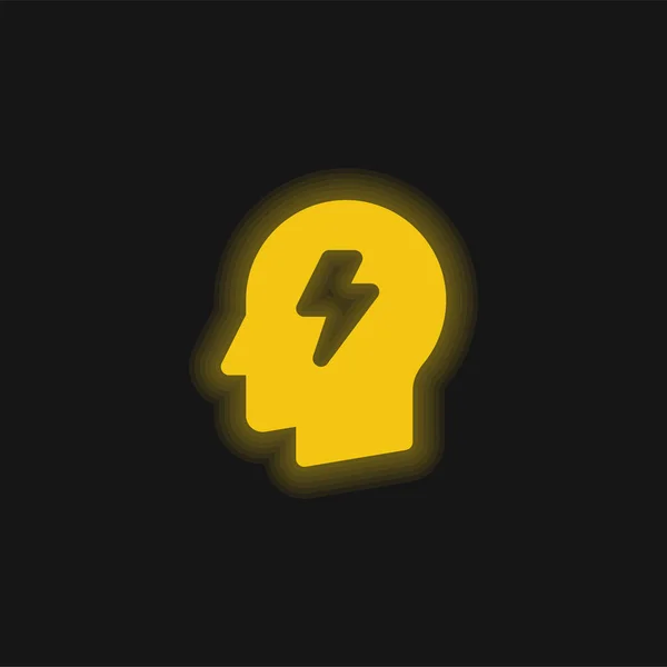 Tormenta Ideas Amarillo Brillante Icono Neón — Vector de stock