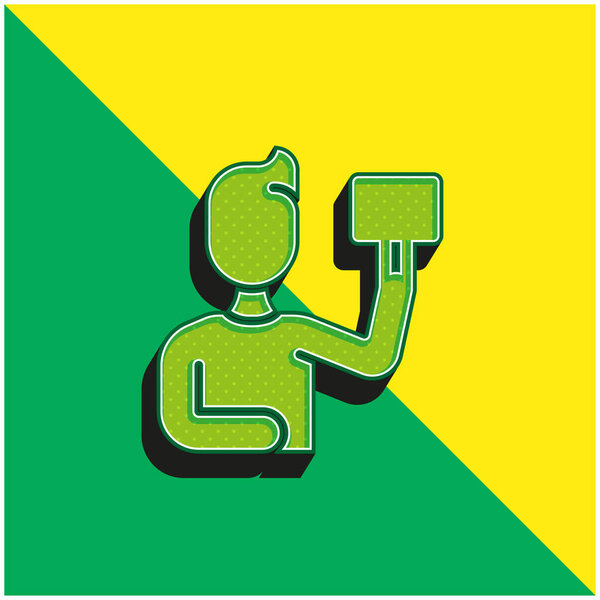 Торги Зеленый и желтый современный 3D логотип векторной иконки