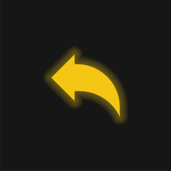 Back yellow glowing neon icon