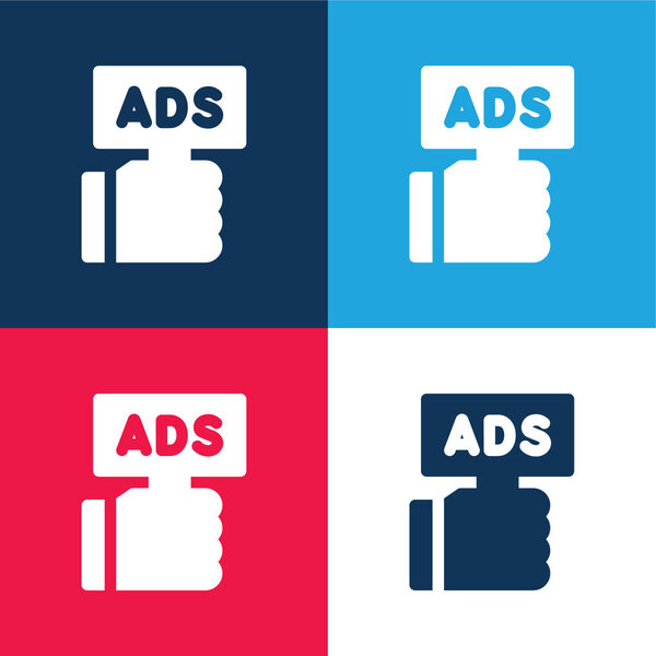 Advertising blue and red four color minimal icon set