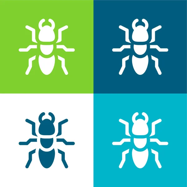 Ant Flat Four Color Minimal Icon Set — Stock Vector