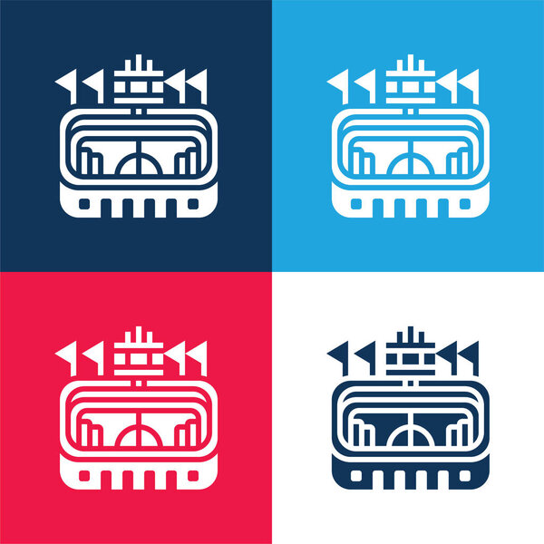 Arena blue and red four color minimal icon set