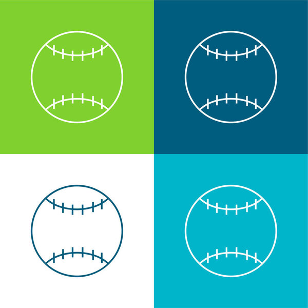 Ball Of American Football Flat four color minimal icon set