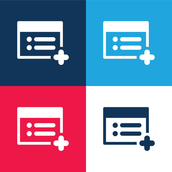 Добавить веб-страницу синий и красный четыре цвета минимальный набор значков