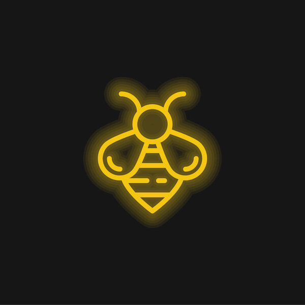 Bee yellow glowing neon icon