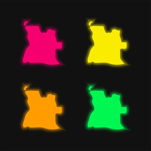 Angola four color glowing neon vector icon