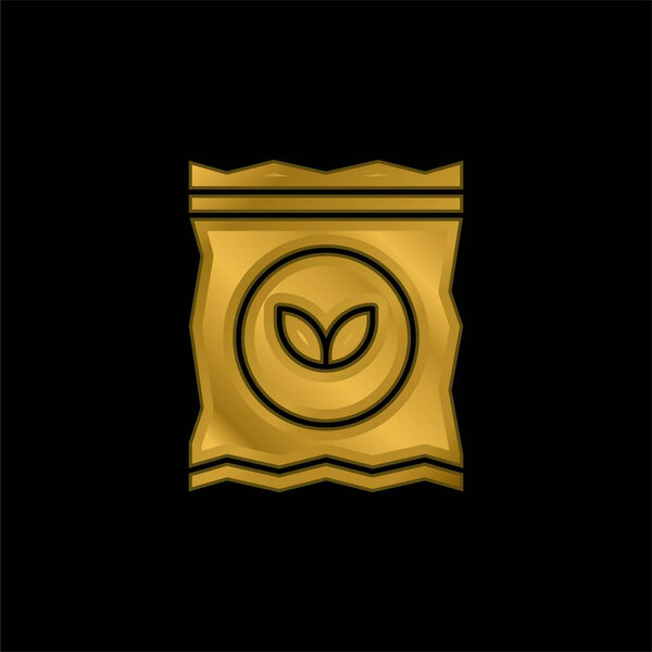 Мешок с позолоченной металлической иконой или вектором логотипа