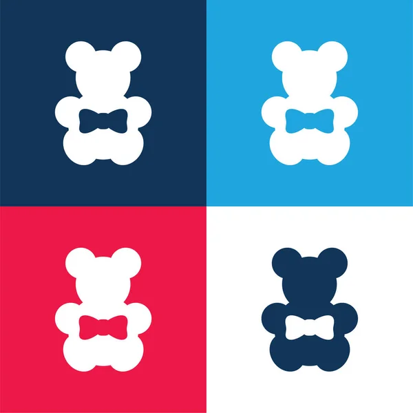 Bär Blau Und Rot Vier Farben Minimales Symbol Set — Stockvektor