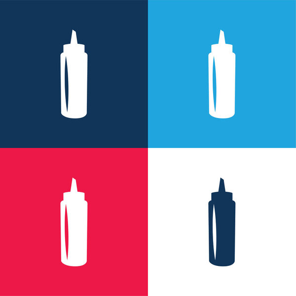 Black Bottle Sauce Container blue and red four color minimal icon set