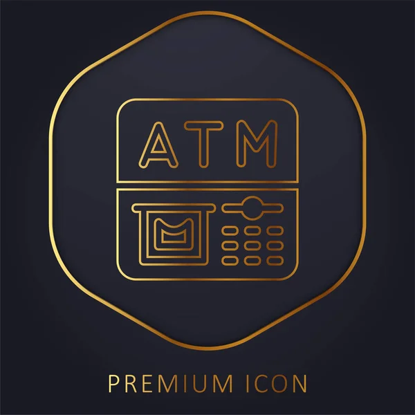 Logo Premium Línea Dorada Atm Icono — Vector de stock