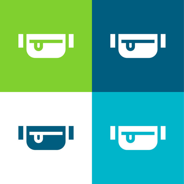 Belt Pouch Flat four color minimal icon set