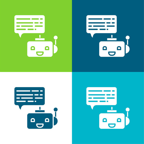 Bot Flat четыре цвета минимальный набор значков