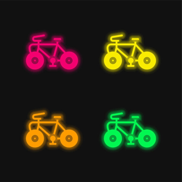 Велосипед четырехцветный светящийся неоновый вектор