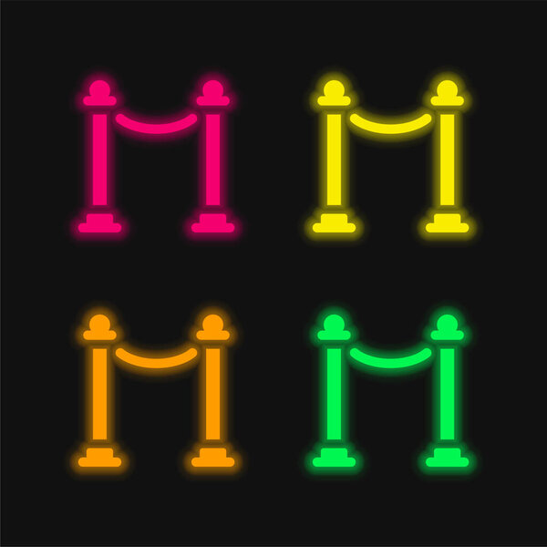 Barrier four color glowing neon vector icon