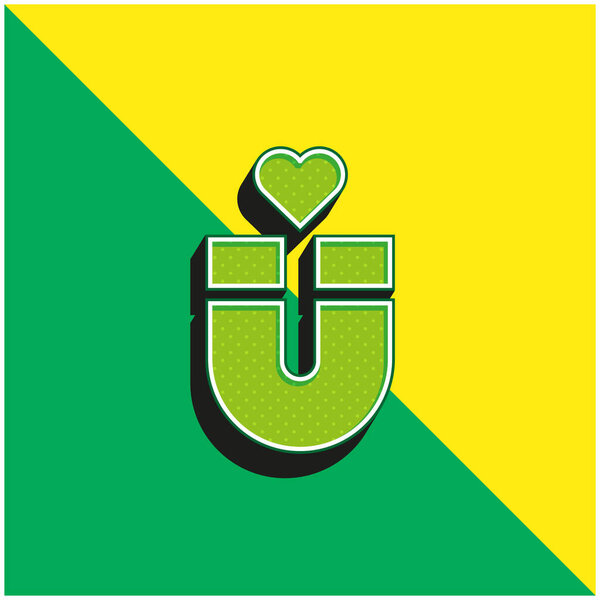 Зеленый и желтый современный 3D логотип векторной иконки