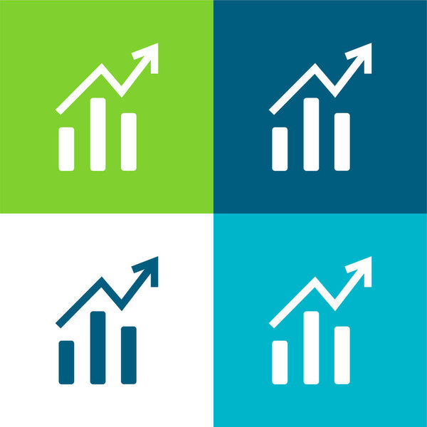 График восходящей линии Анализ данных Плоский четырехцветный минимальный набор значков
