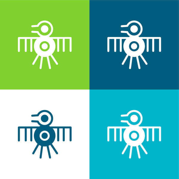 Старый индийский дизайн тонких полотен Плоский четырехцветный минимальный набор значков