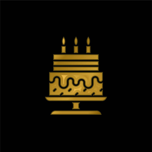 Birthday Cake Gold Plated Metalic Icon Logo Vector Royalty Free Stock Illustrations