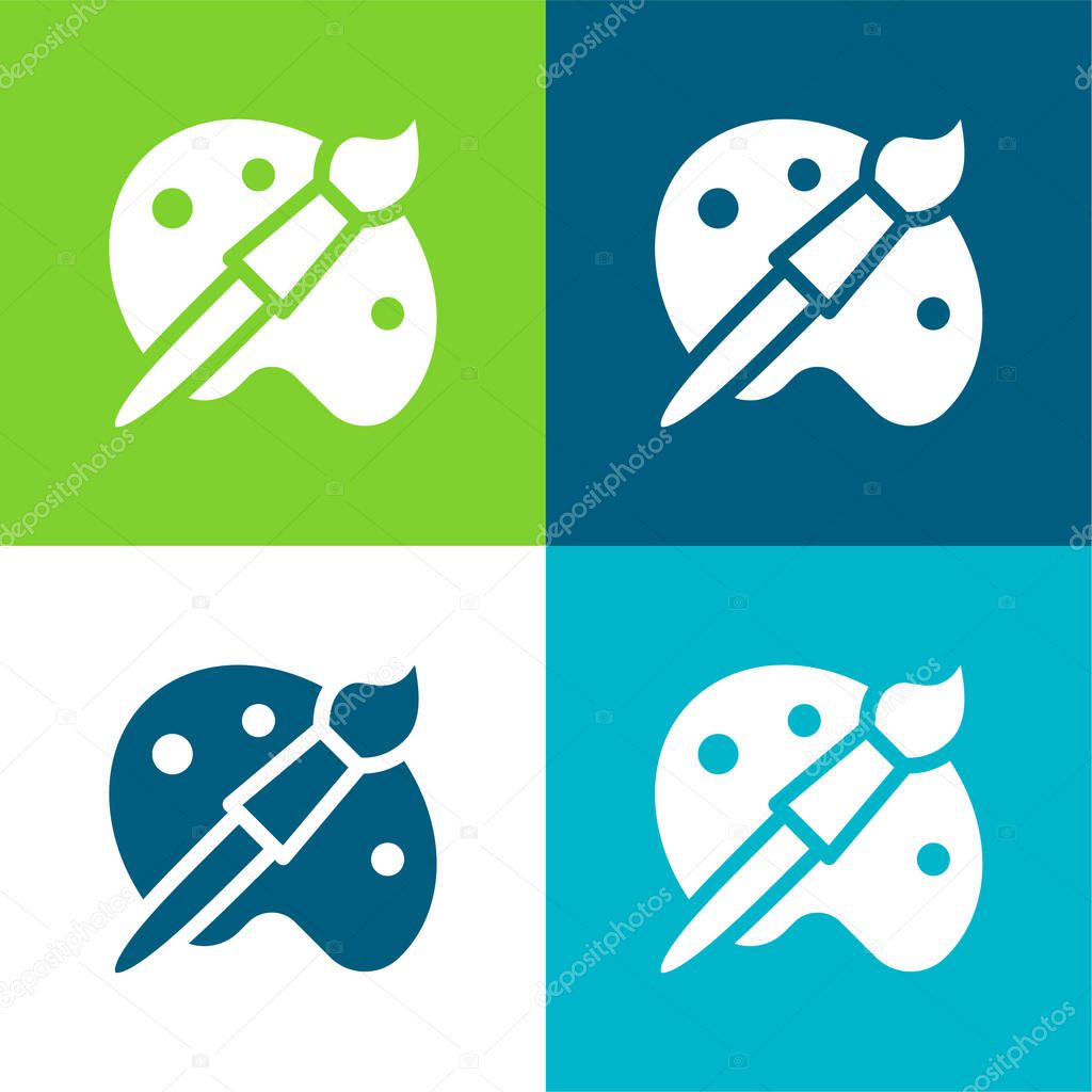 Artist Tools Flat four color minimal icon set