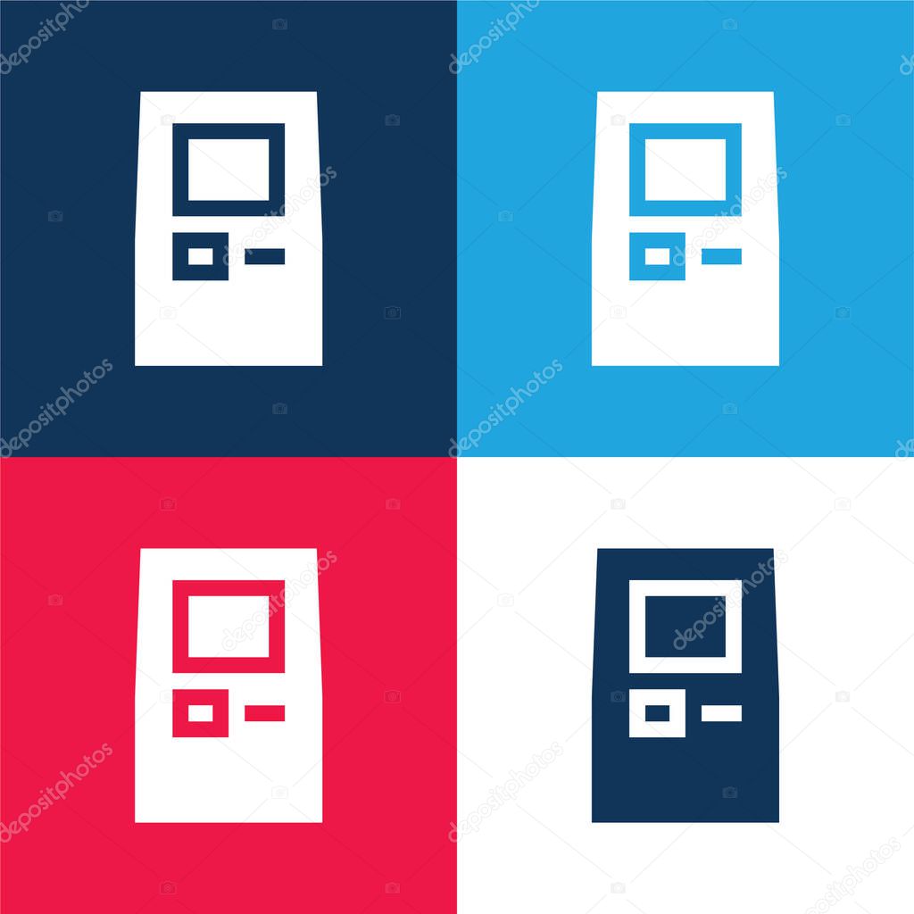 Atm Machine blue and red four color minimal icon set