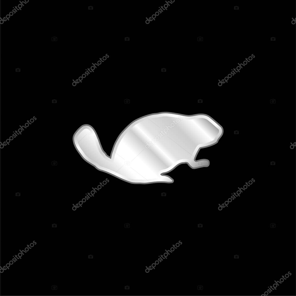 Beaver Mammal Animal Shape silver plated metallic icon