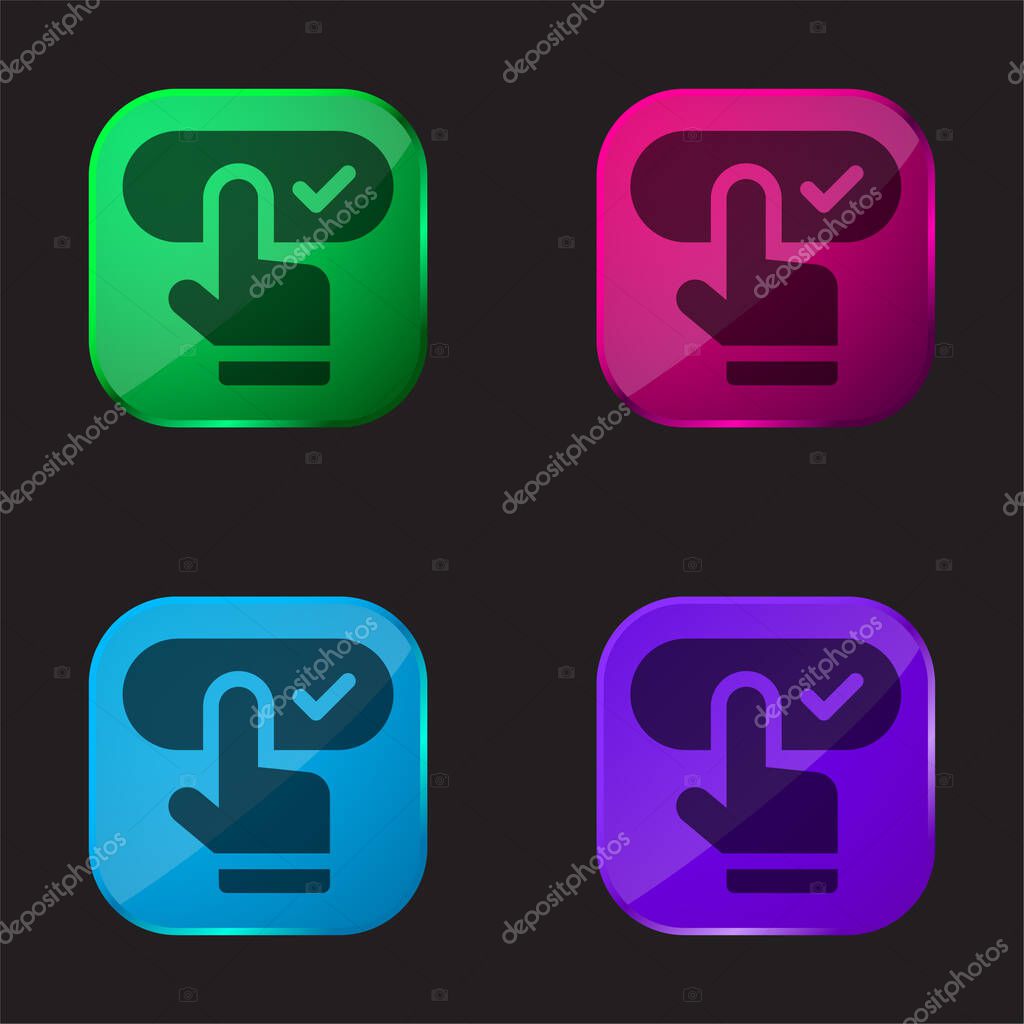 Booking four color glass button icon