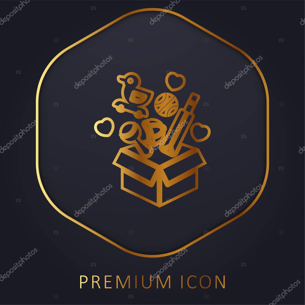 Box golden line premium logo or icon